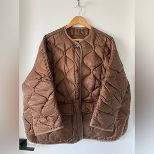 The Frankie Shop quilted jacket in Chocolate